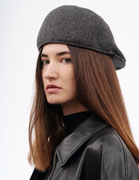 Кепі вовняне FLAT CAP-С темно-сірий АКСЕСУАРНЯ ORNAMENT